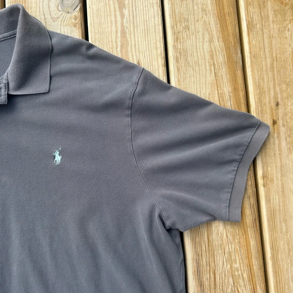 Polo Ralph Lauren Shirt Mens 4XB‎ Gray Polo Faded Wash Cotton Knit Short Sleeve